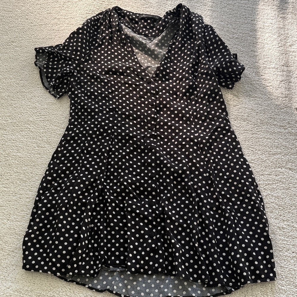 ZARA Black White Polka Dot Dress XL Fits Like Large - Picture 10 of 11